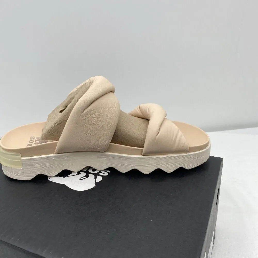 SOREL Vibe Twist Slide Women Flat Sandal Beige, Nova Sand, Sea Salt SIZE 10 NIB